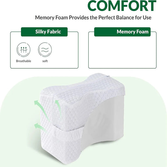 Élu Knee Support Pillow - Memory Foam Leg And Hip Alignment Cushion